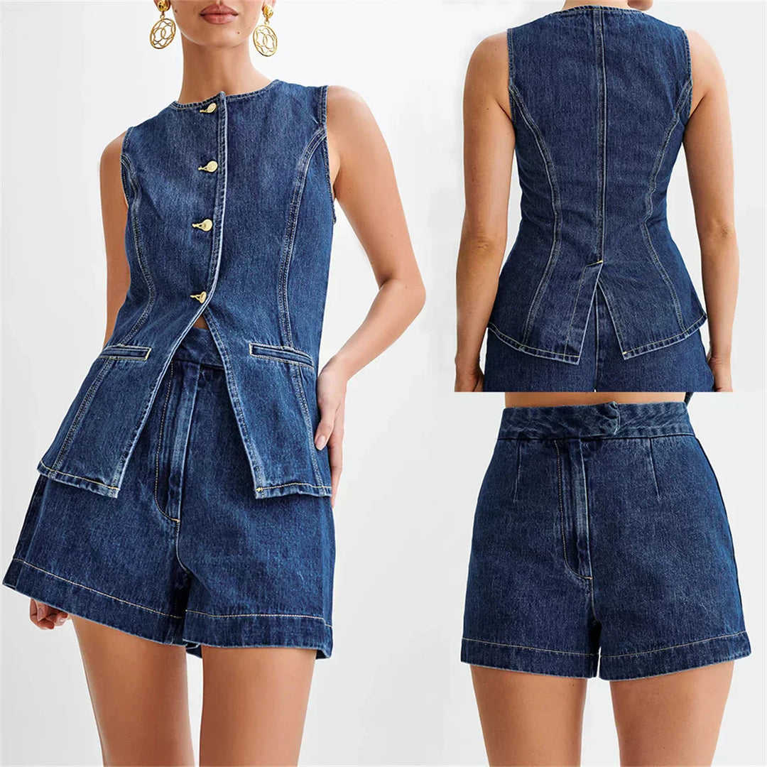 Fontaine™ | Luna – Ensemble denim deux pièces structuré