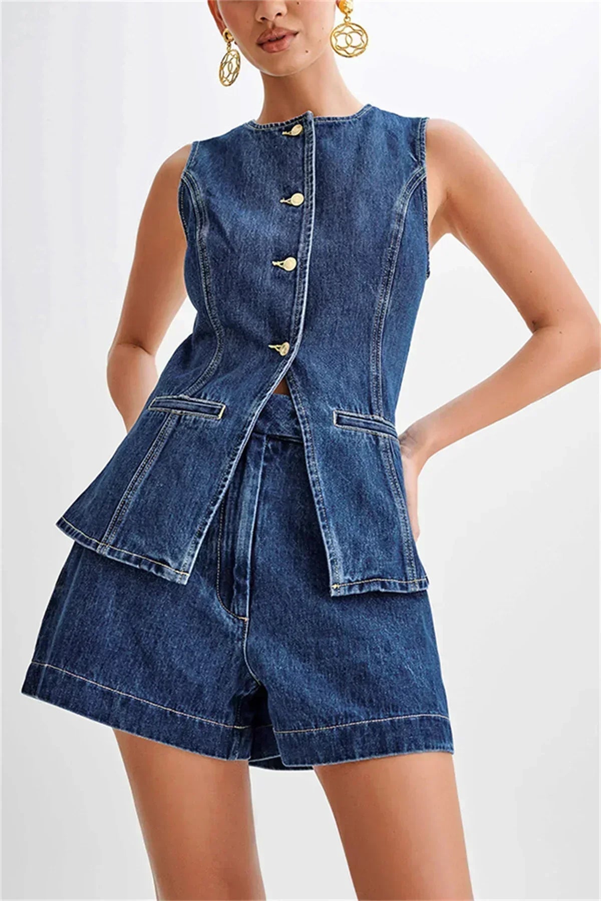 Fontaine™ | Luna – Ensemble denim deux pièces structuré