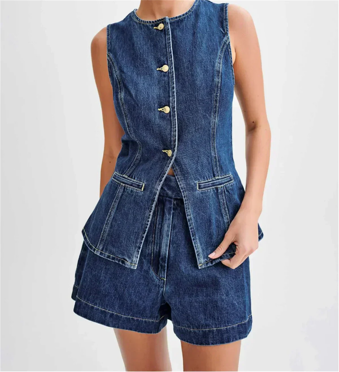 Fontaine™ | Luna – Ensemble denim deux pièces structuré
