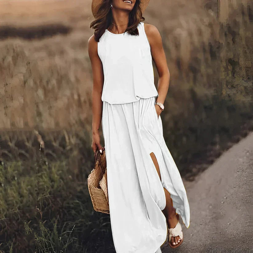 Fontaine™ | Ivy – Robe sans manches élégante effet lin