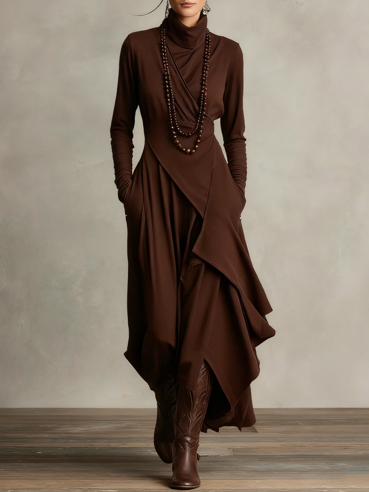 Arielle | Robe Vintage Asymétrique à Col Montant