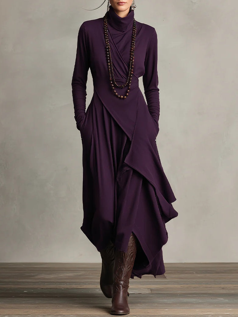 Arielle | Robe Vintage Asymétrique à Col Montant