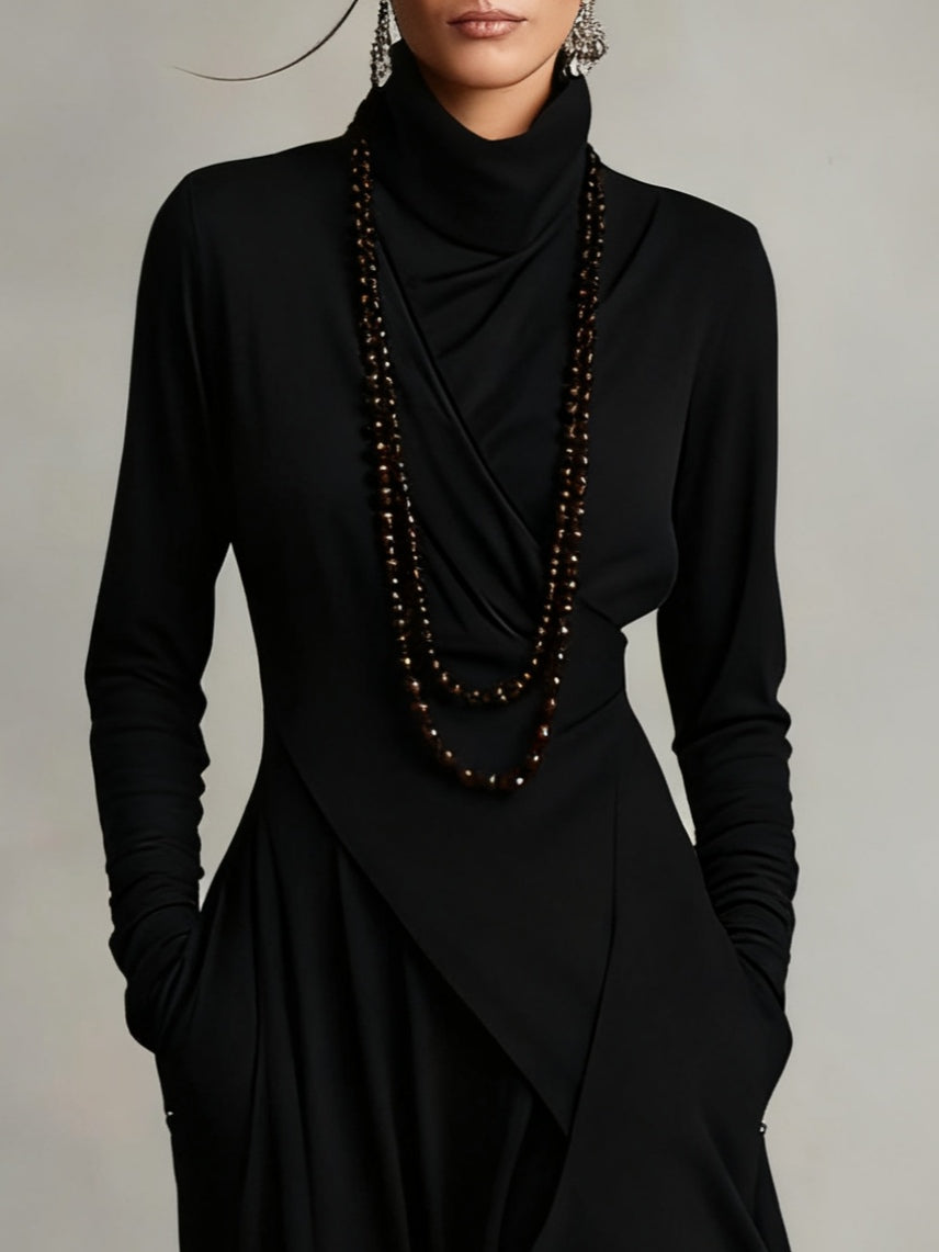 Arielle | Robe Vintage Asymétrique à Col Montant