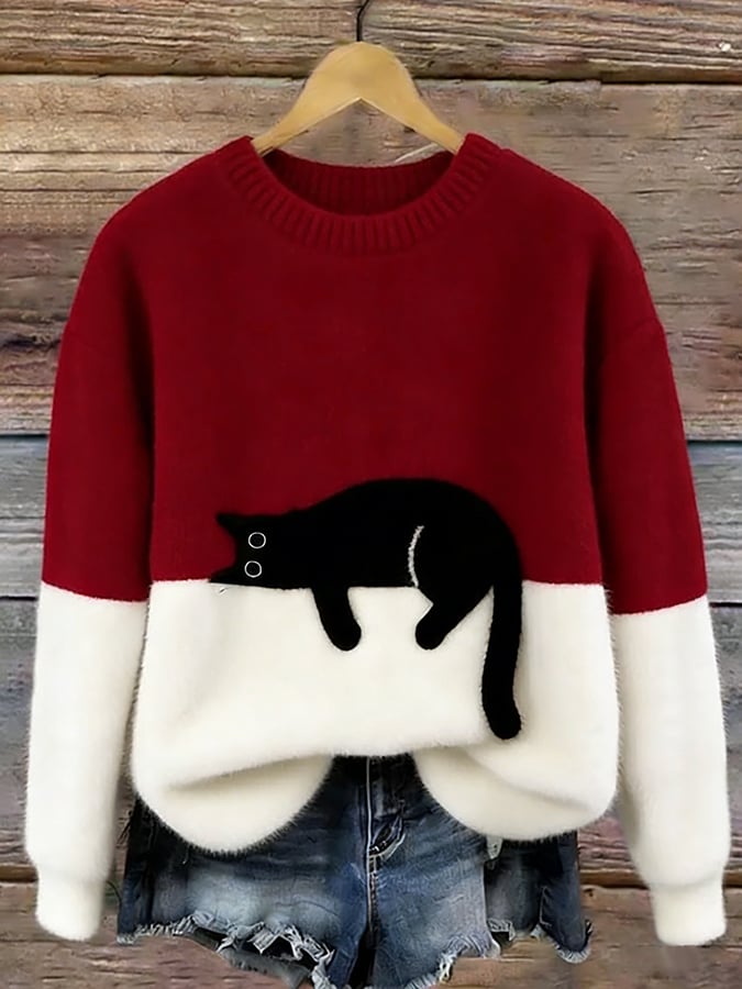 Aurélie™ | Pull oversize élégant à motif félin