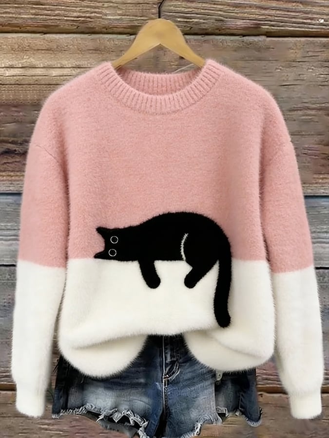 Aurélie™ | Pull oversize élégant à motif félin