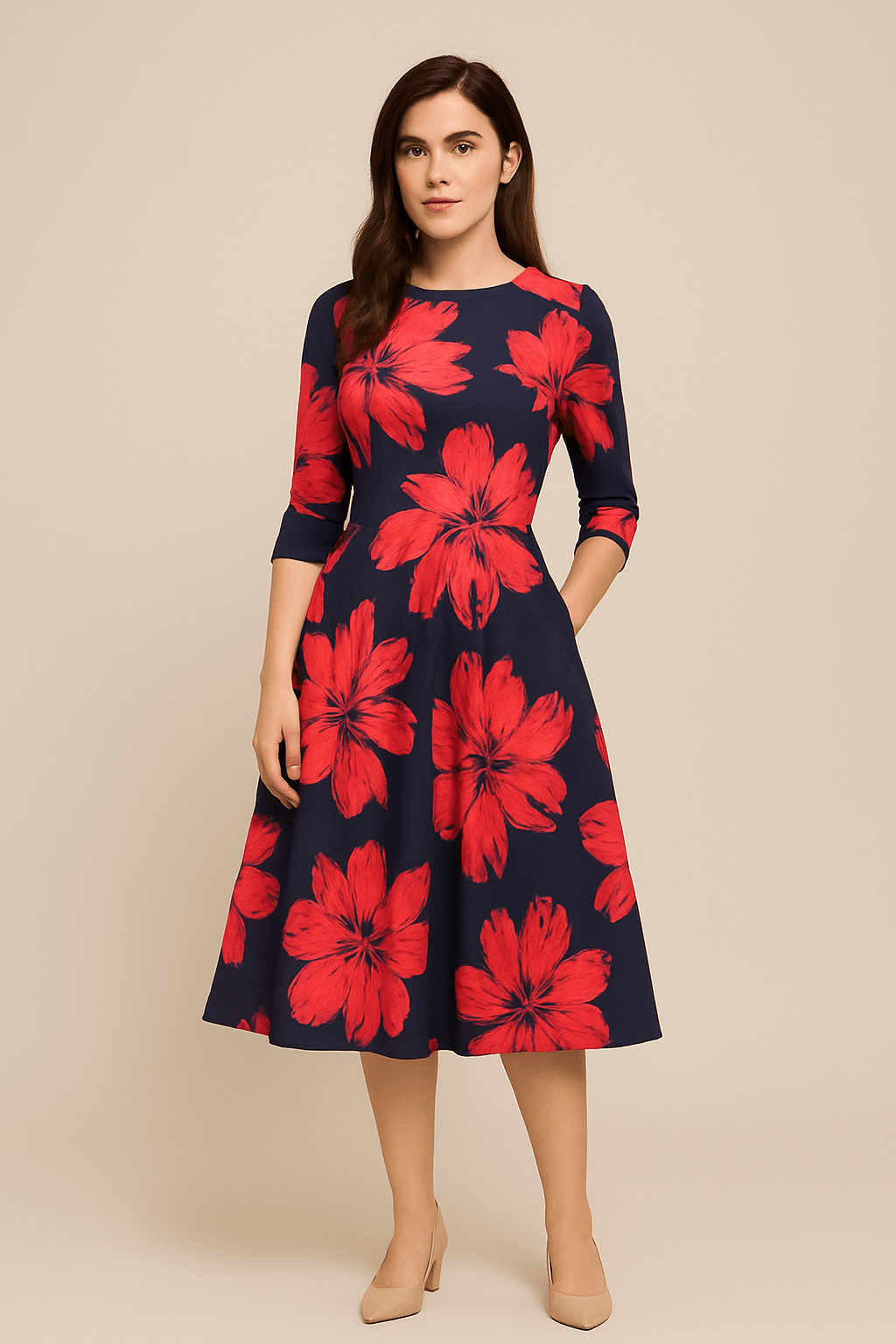 Joy™ | Floral A-Line Midi Dress