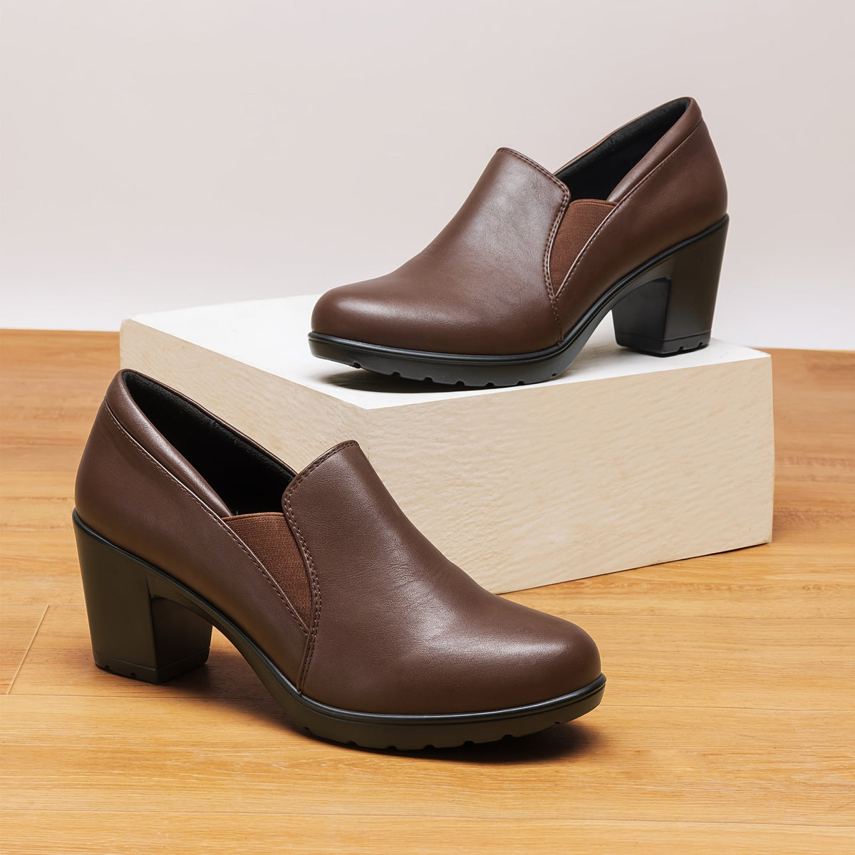 FONTAINE | Mocassins à Talon Bloc Confort Margot