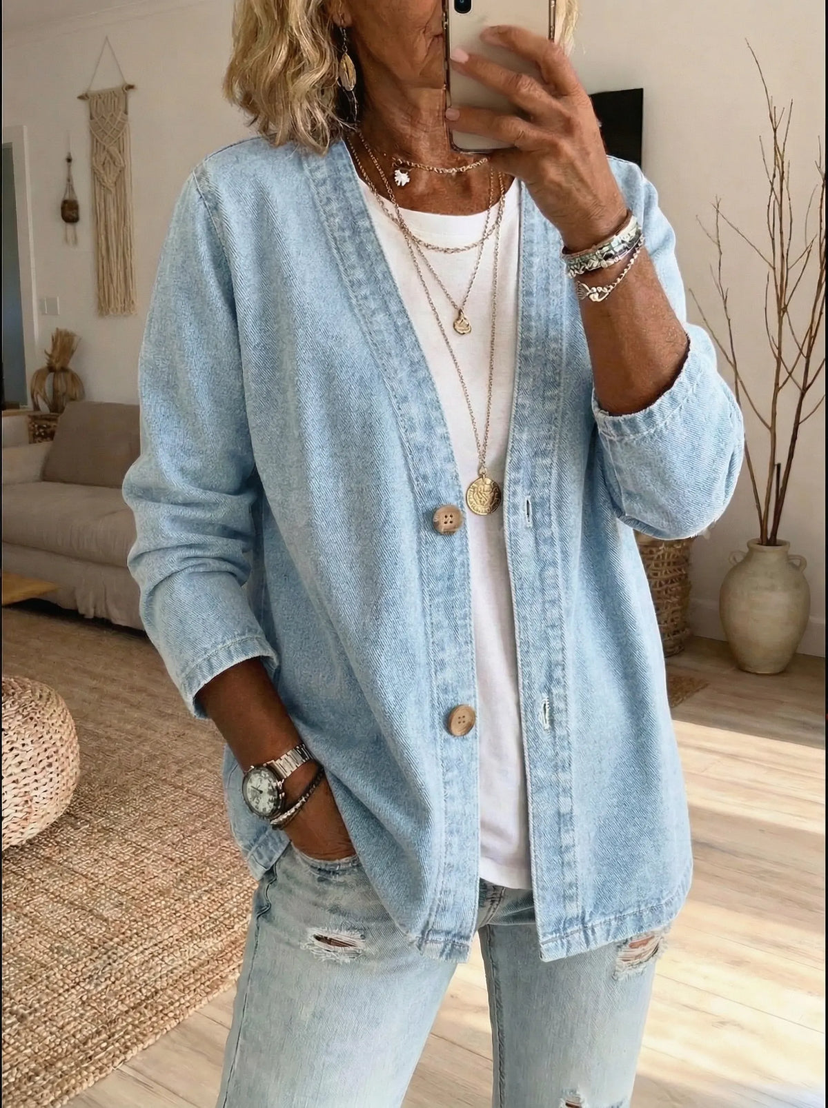 Corinne™ Denim Button Coat