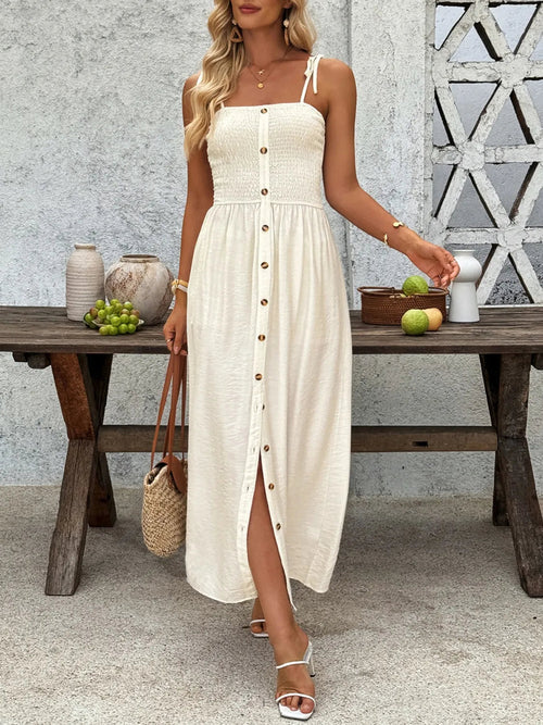 Fontaine™ | Honorine – Robe smockée à bretelles nouées