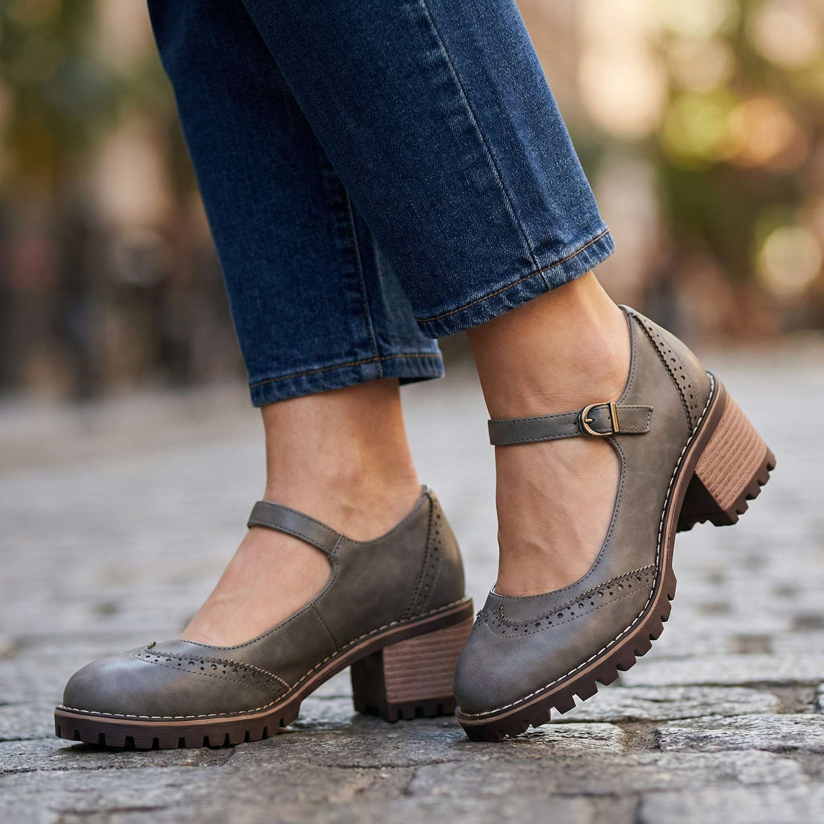 Solène | Escarpins brogue à talon carré