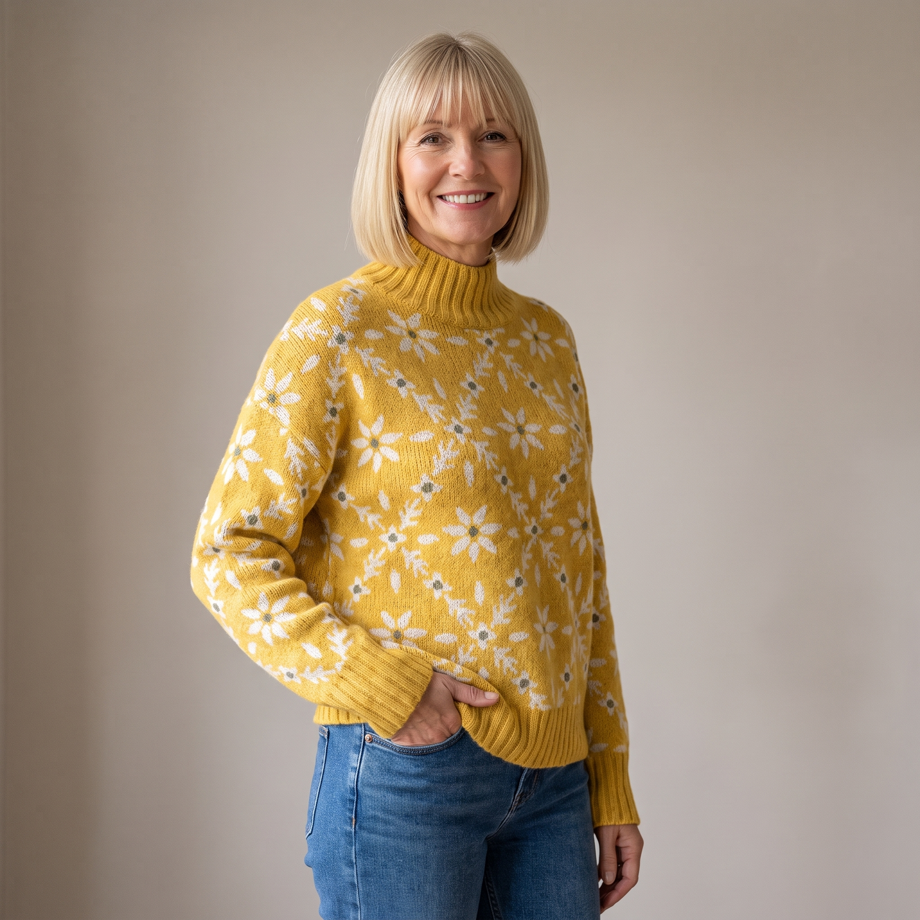 Daisy | Knitted Vintage Colour Block Floral Art
