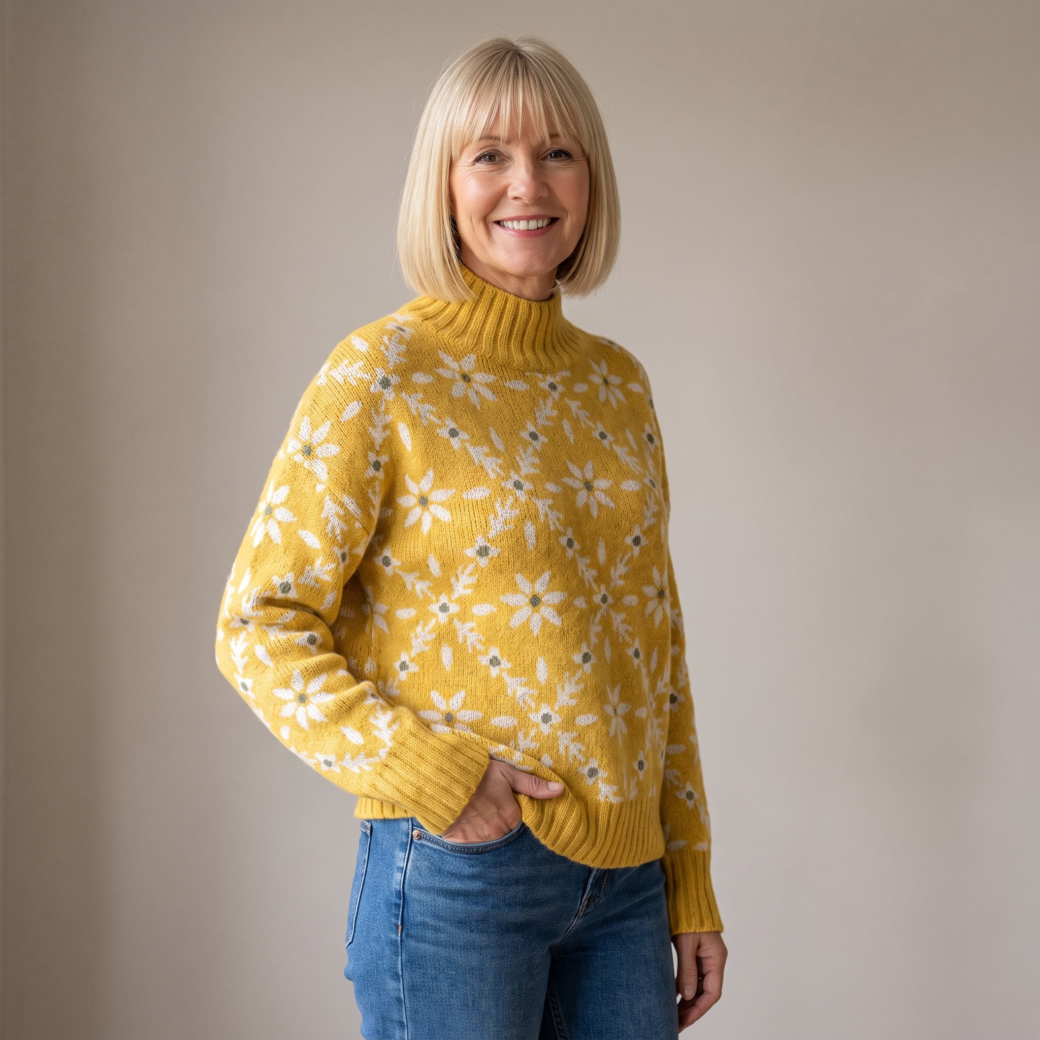 Daisy | Knitted Vintage Colour Block Floral Art
