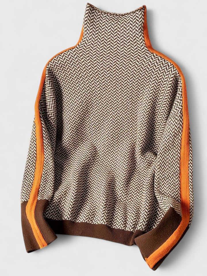 Elwira™ | Herringbone Turtleneck Knit Sweater