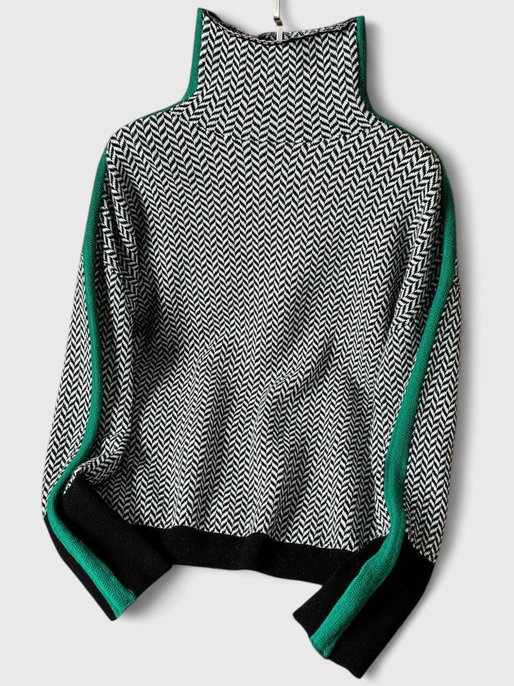 Elwira™ | Herringbone Turtleneck Knit Sweater