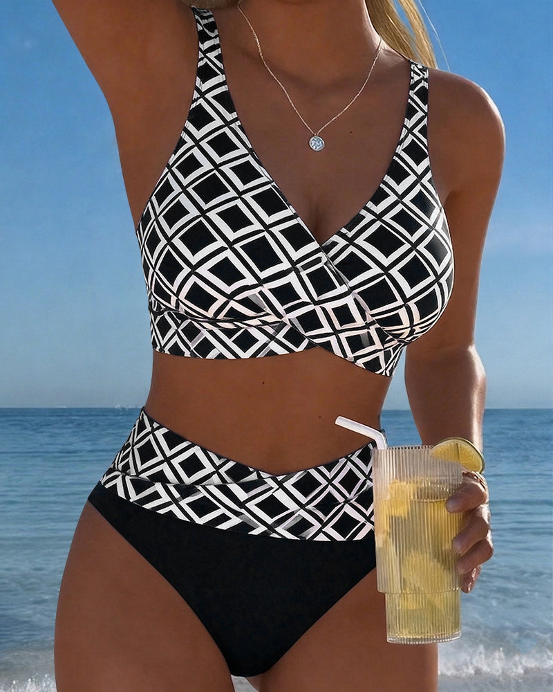 Fontaine™ | Camille – Maillot de bain croisé à motif diamant