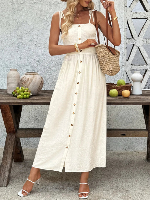 Fontaine™ | Honorine – Robe smockée à bretelles nouées
