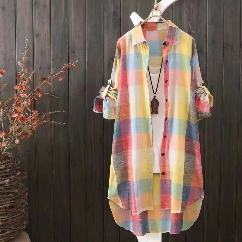 Caelie™  Elegant Block Pattern Blouse Dress
