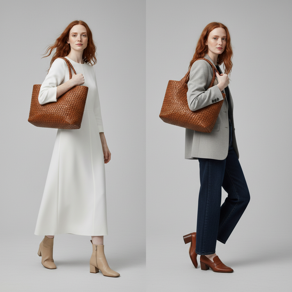 Fontaine™ | Lana – Cabas en cuir tressé à la main