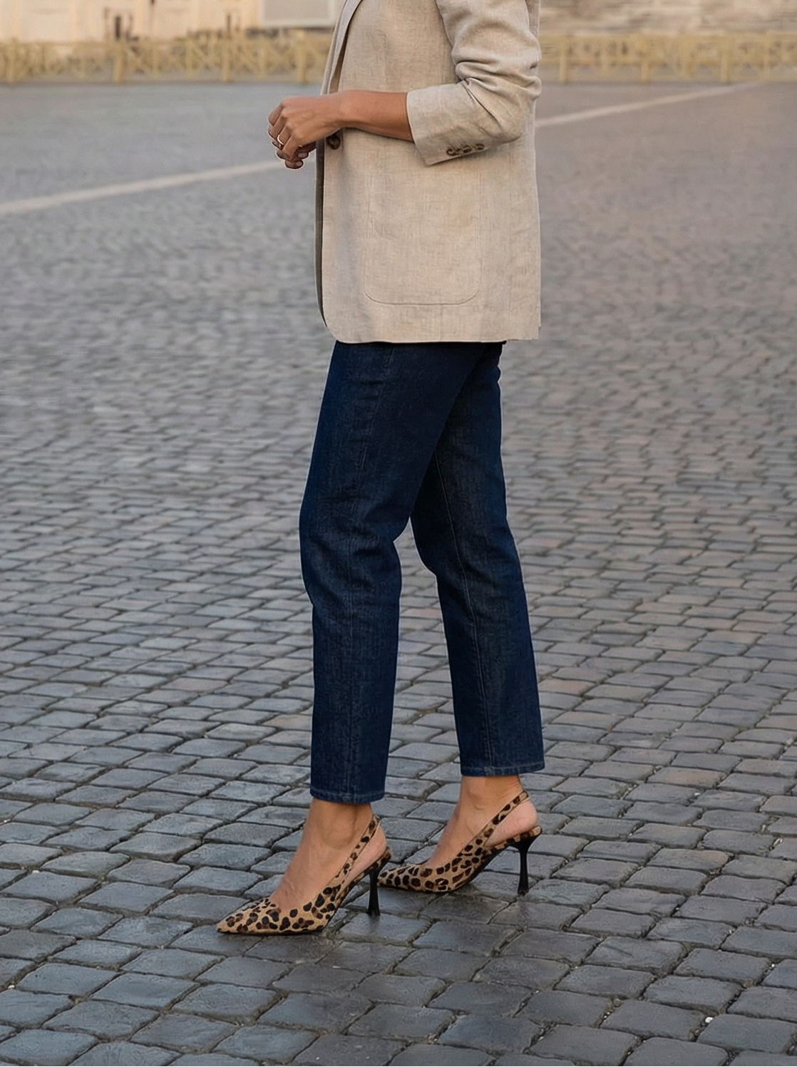 Leopard-Print Open-Back Heels