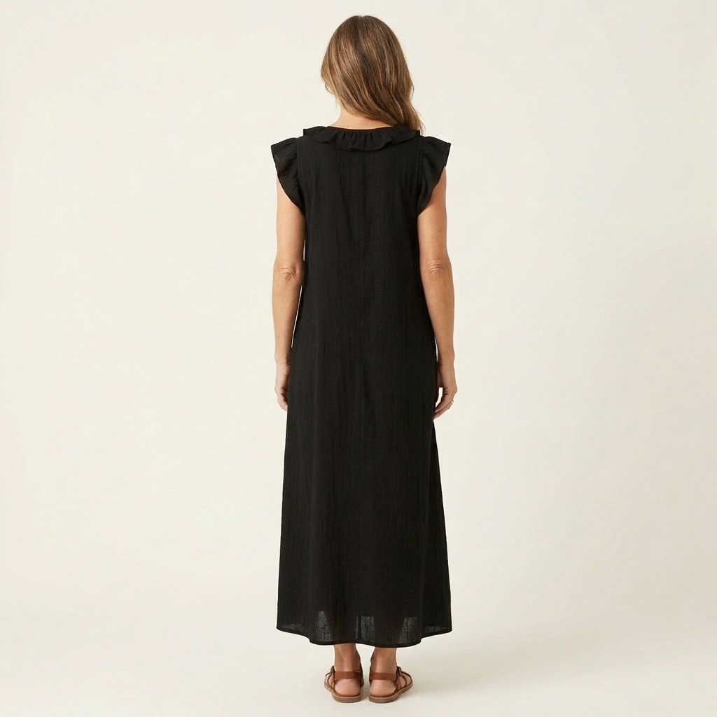 Anita | Robe longue à col en V avec volants