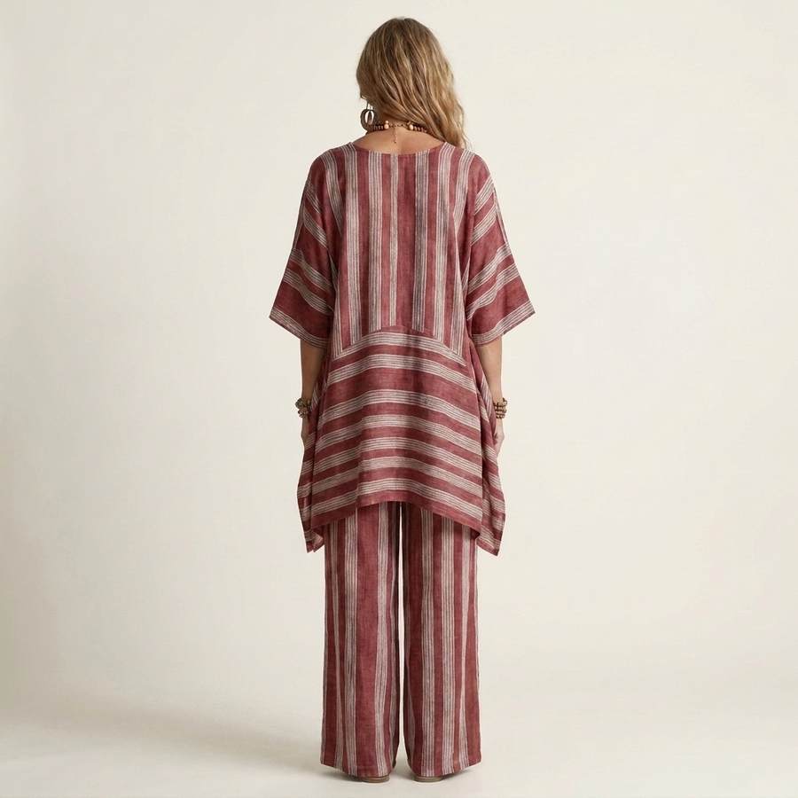 Clara | Ensemble Deux Pièces Rayé en Coton-Lin