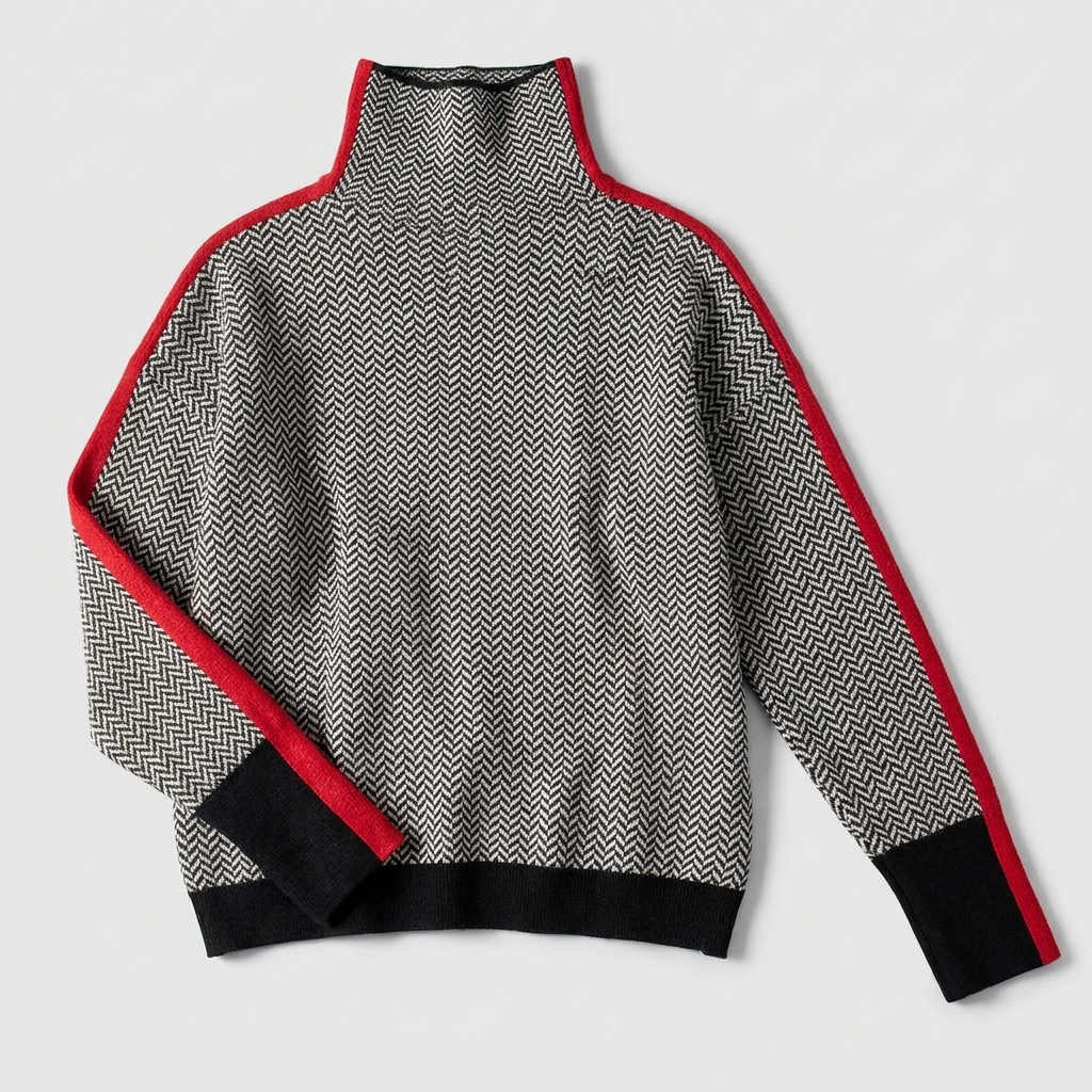 Elwira™ | Herringbone Turtleneck Knit Sweater