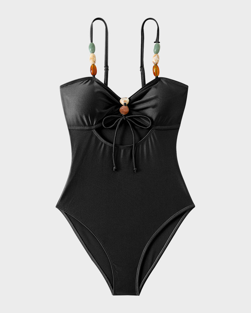 Fontaine™ | Salomé – Maillot de bain satiné à perles et découpes