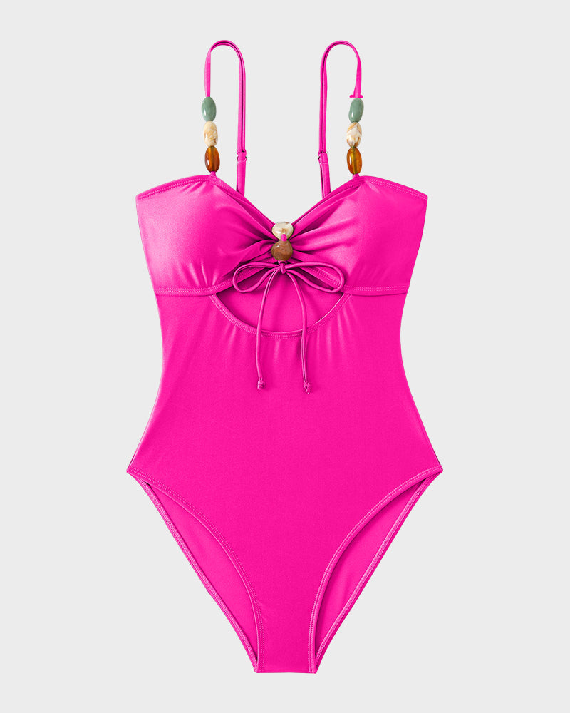 Fontaine™ | Salomé – Maillot de bain satiné à perles et découpes