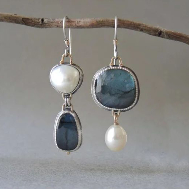 Rosa™ Vintage Blue Natural Stone Earrings