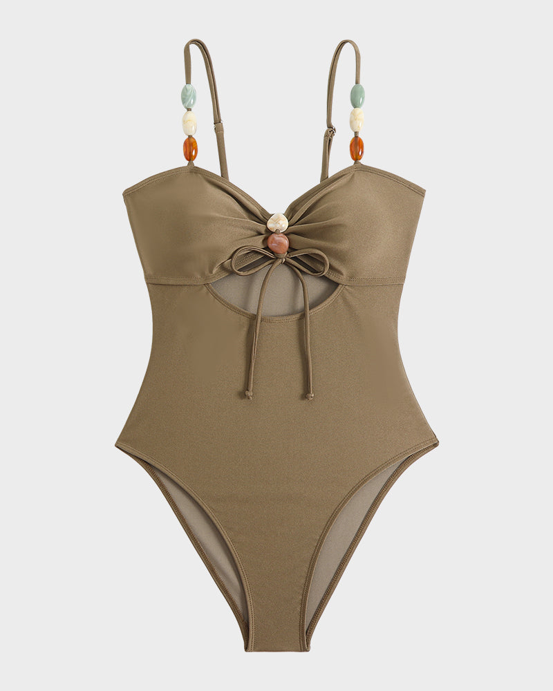 Fontaine™ | Salomé – Maillot de bain satiné à perles et découpes