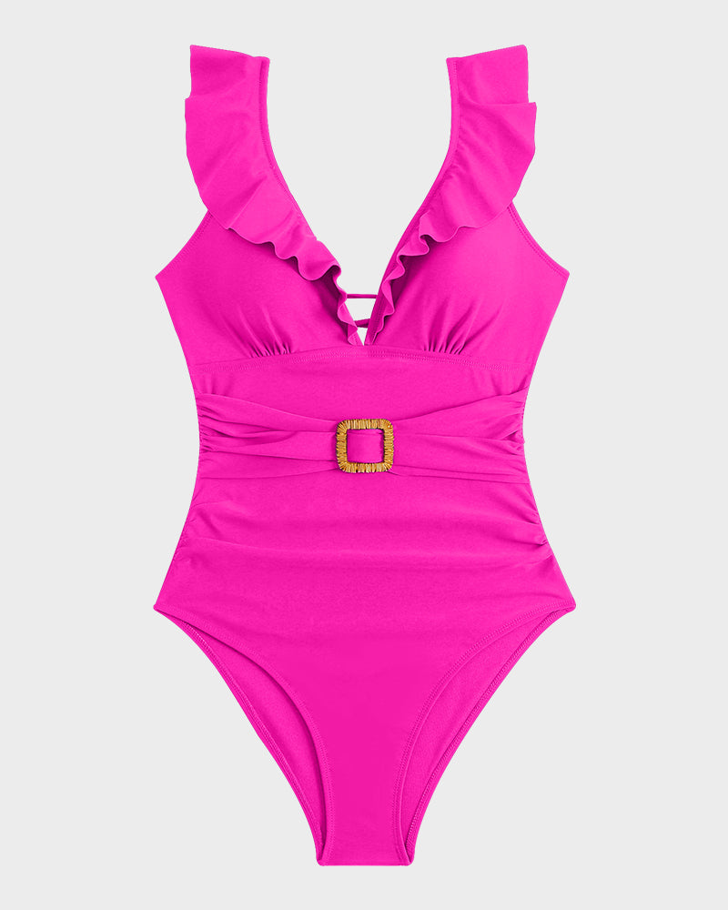 Fontaine™ | Roxane – Maillot de bain froncé à décolleté en V et volants