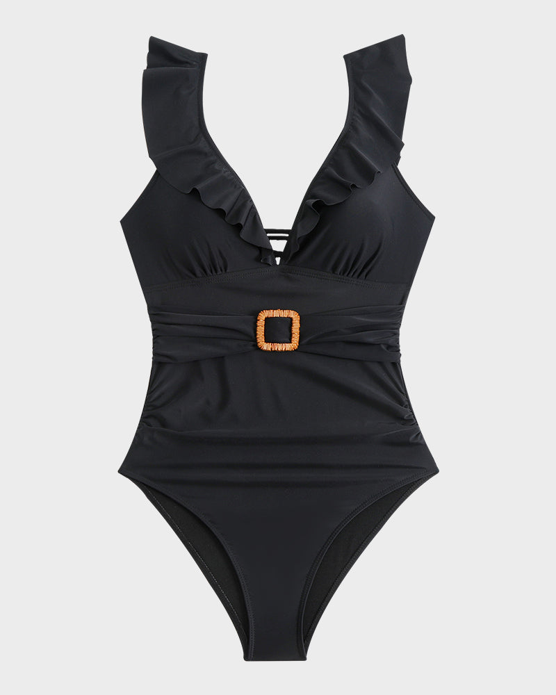 Fontaine™ | Roxane – Maillot de bain froncé à décolleté en V et volants