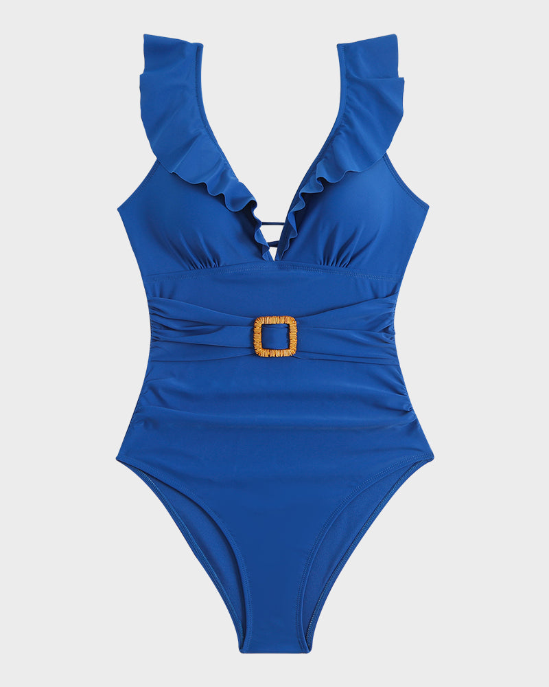 Fontaine™ | Roxane – Maillot de bain froncé à décolleté en V et volants