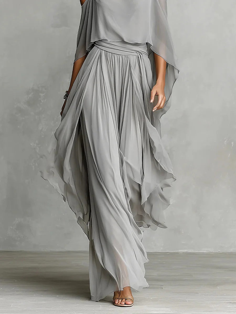 Isabela | Grey fluid set with strappy top and lightweight trousers
