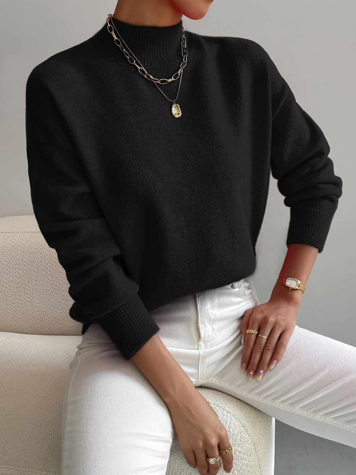 FONTAINE | Pull Col Montant Doux Christine