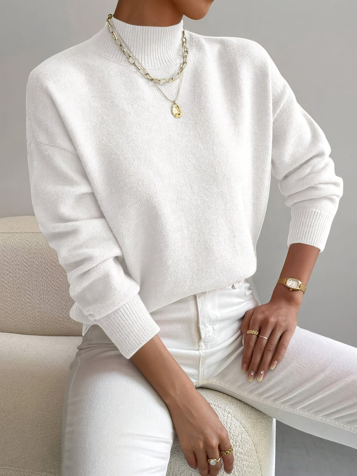 FONTAINE | Pull Col Montant Doux Christine