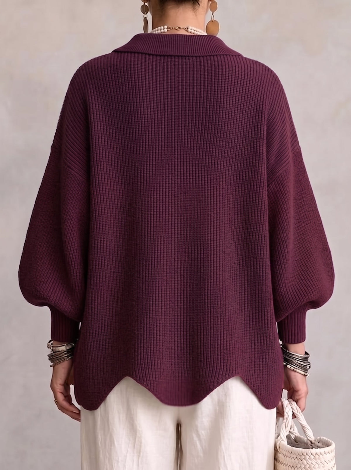 Isadora | Cardigan Surdimensionné à Col avec Gros Boutons Métalliques