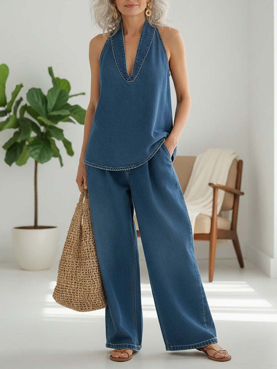 Ivy | Ensemble deux pièces au look denim vintage délavé