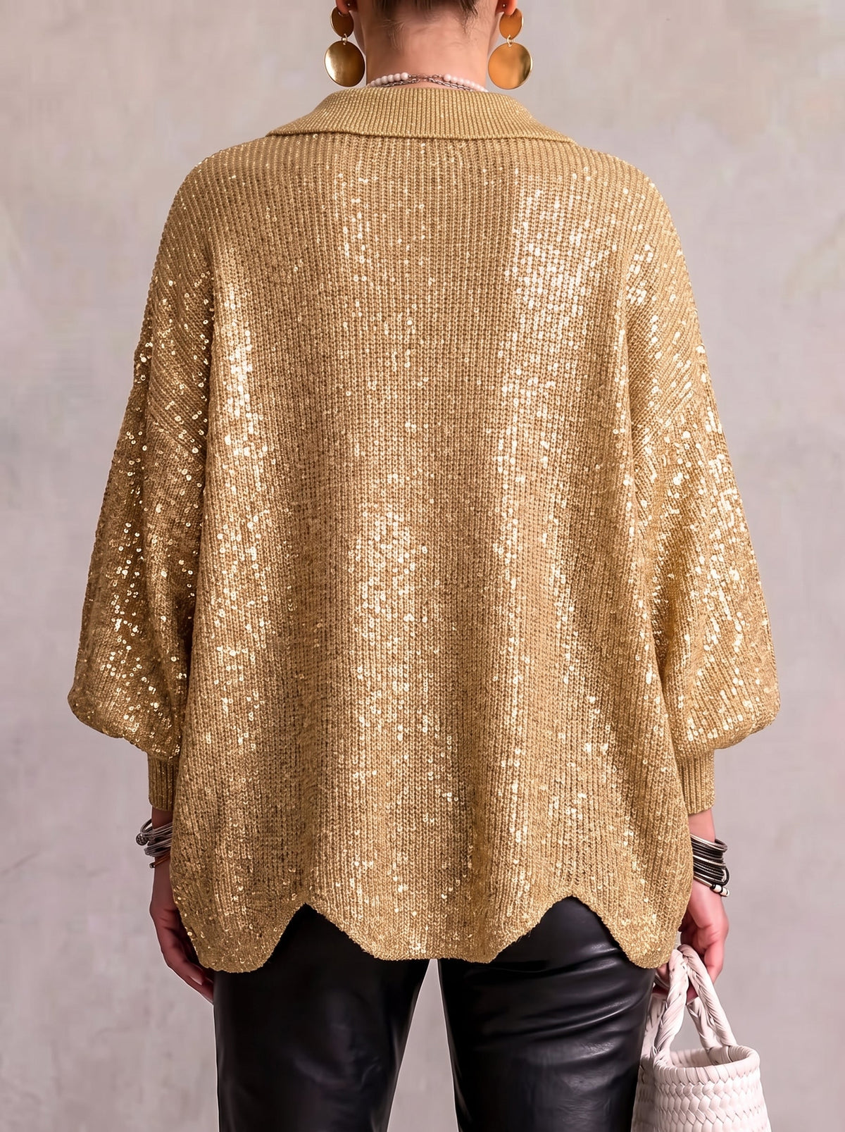 Isadora | Cardigan Surdimensionné à Col avec Gros Boutons Métalliques