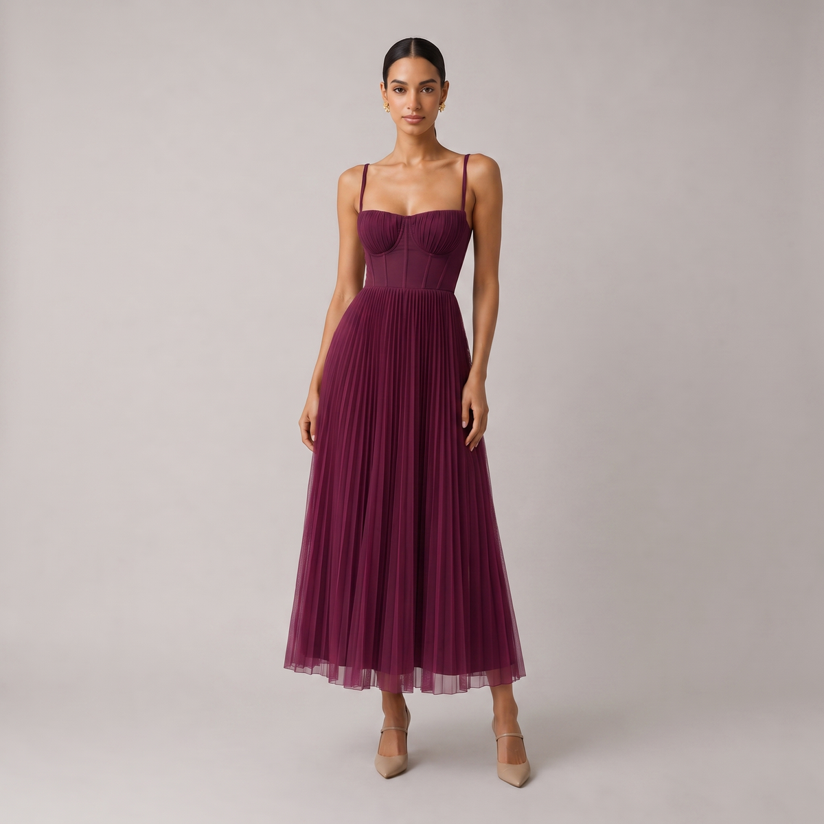 FONTAINE | ROBE MIDI À CORSET STRUCTURÉE POUR FEMMES