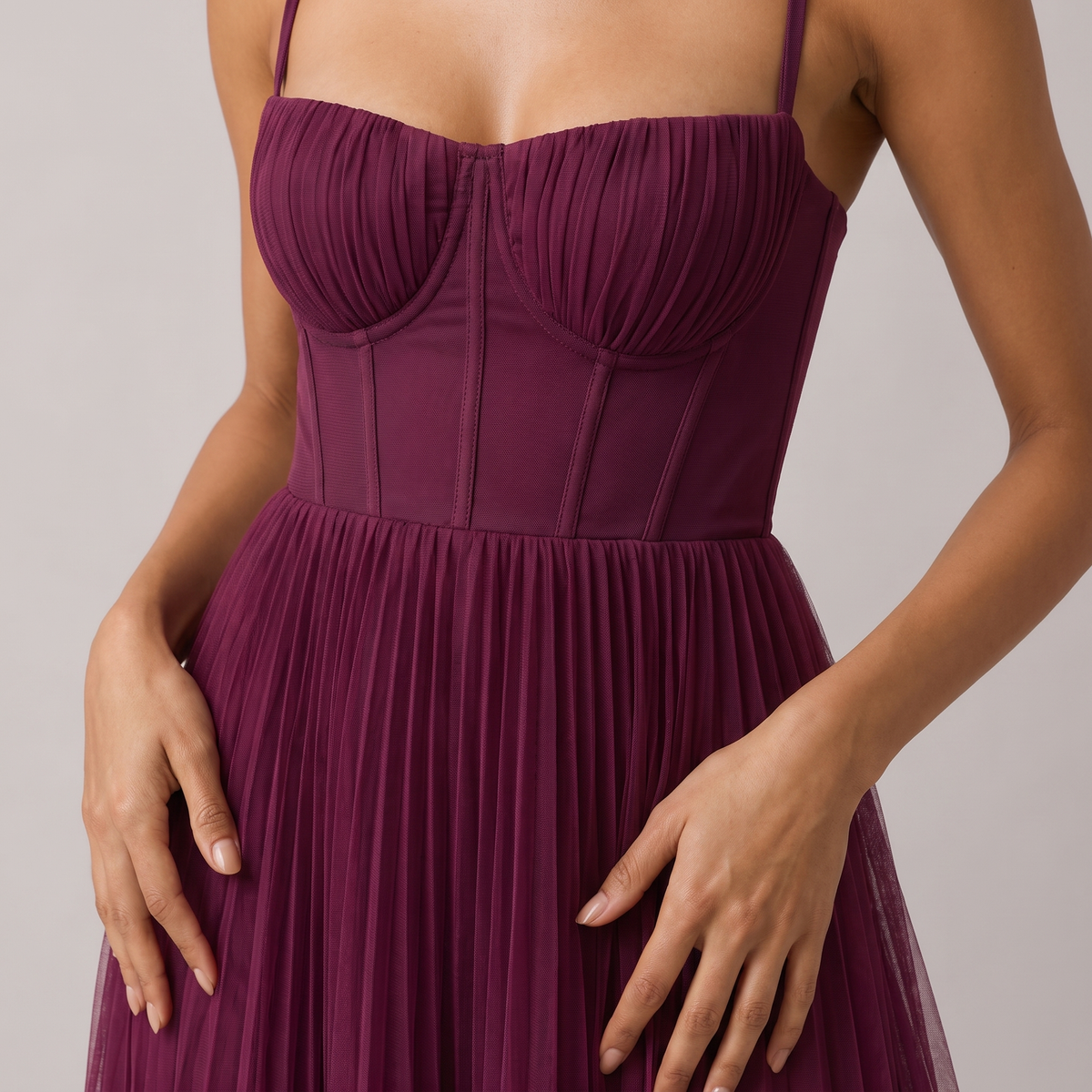 FONTAINE | ROBE MIDI À CORSET STRUCTURÉE POUR FEMMES