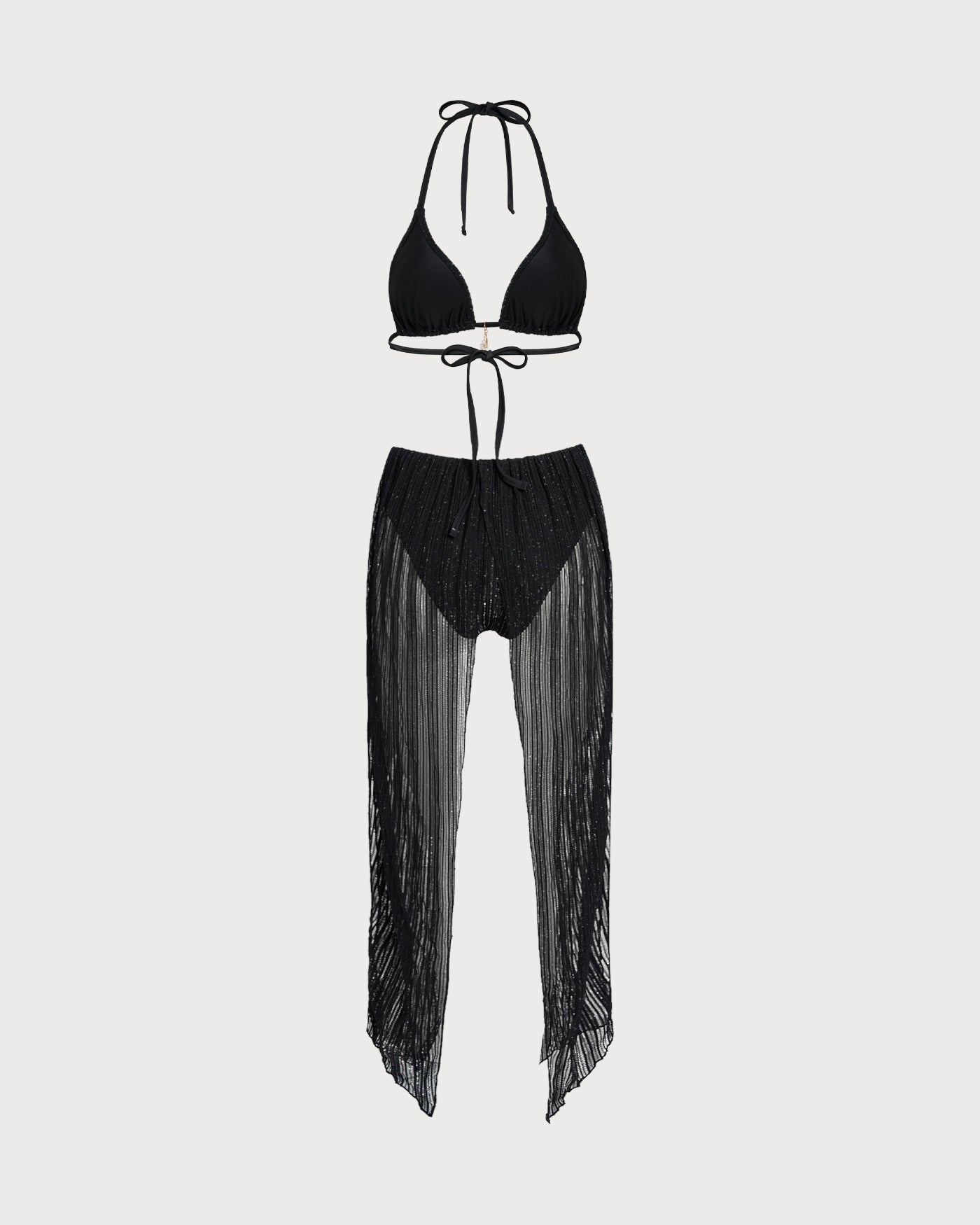 Fontaine™ | Apolline – Bikini triangle noir à nouer au cou