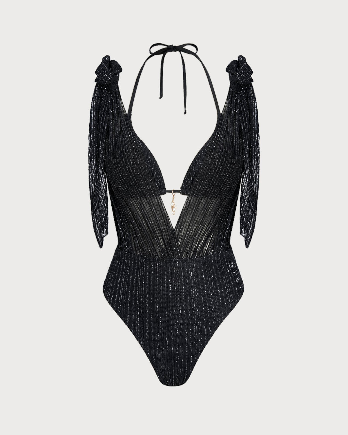 Fontaine™ | Apolline – Bikini triangle noir à nouer au cou