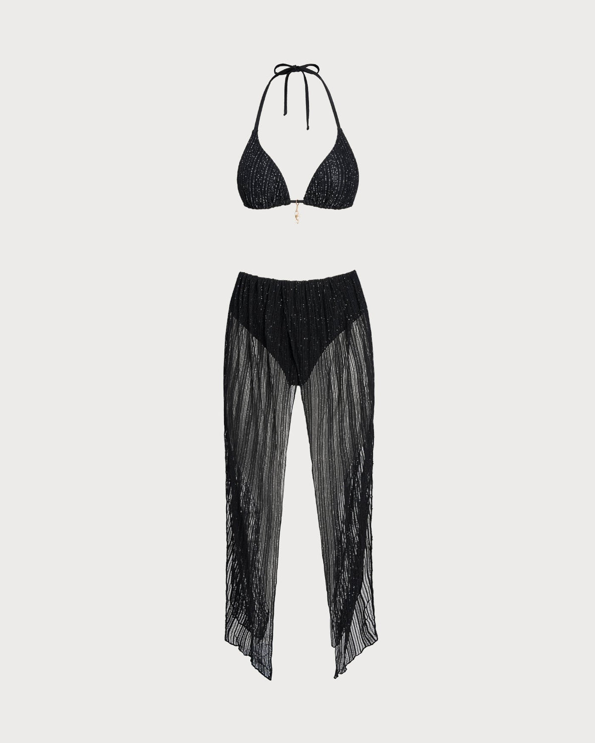 Fontaine™ | Apolline – Bikini triangle noir à nouer au cou