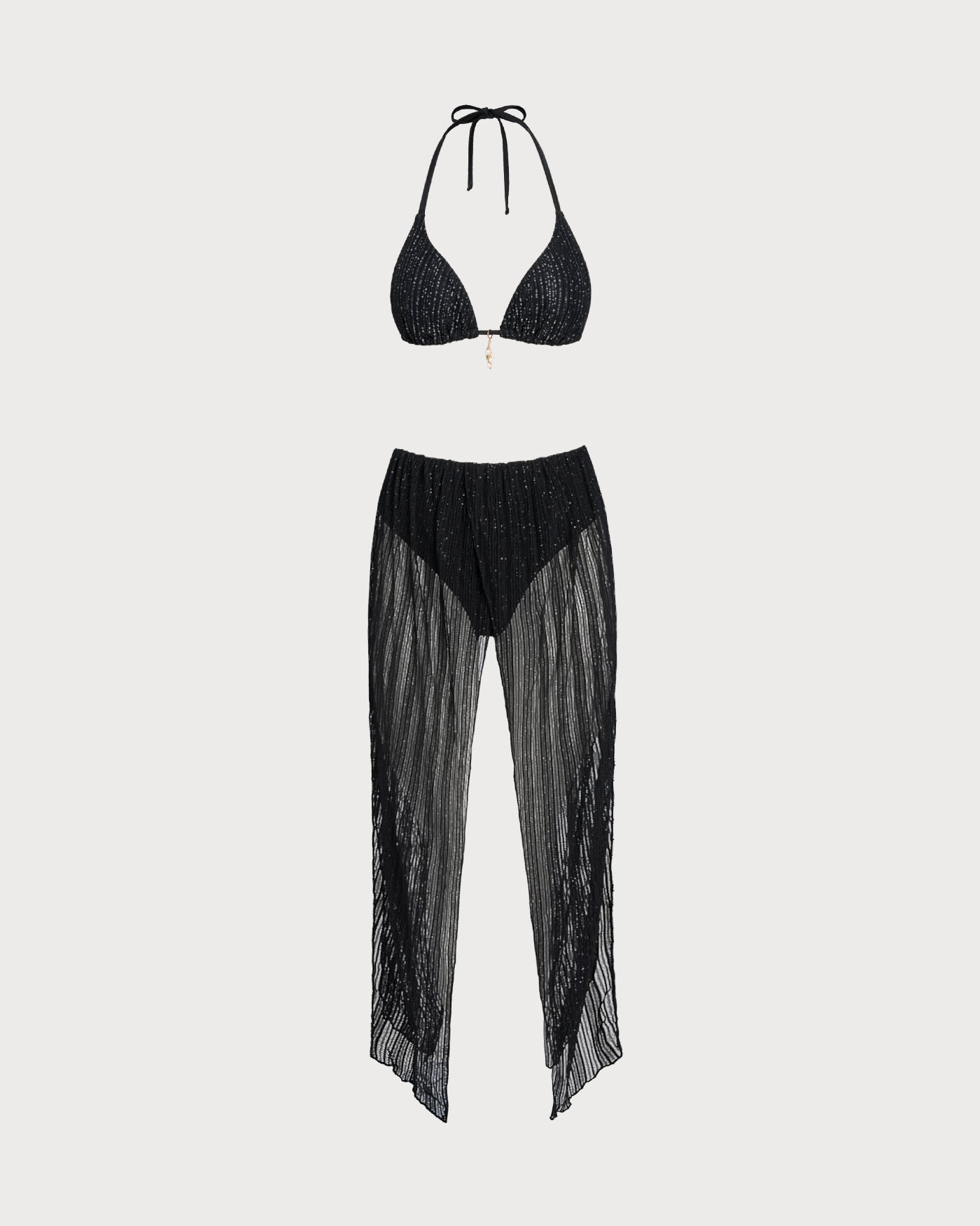 Fontaine™ | Apolline – Bikini triangle noir à nouer au cou