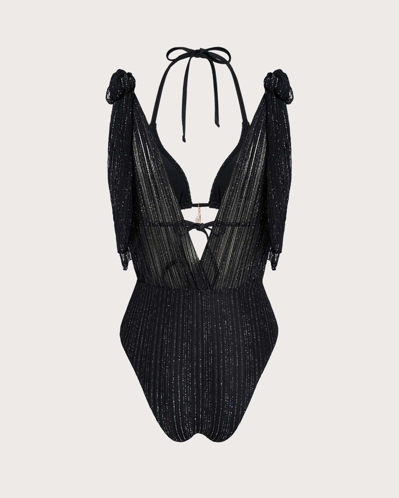 Fontaine™ | Apolline – Bikini triangle noir à nouer au cou