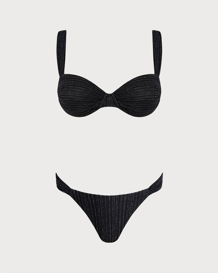 Fontaine™ | Noémie – Bikini noir à sequins avec armatures