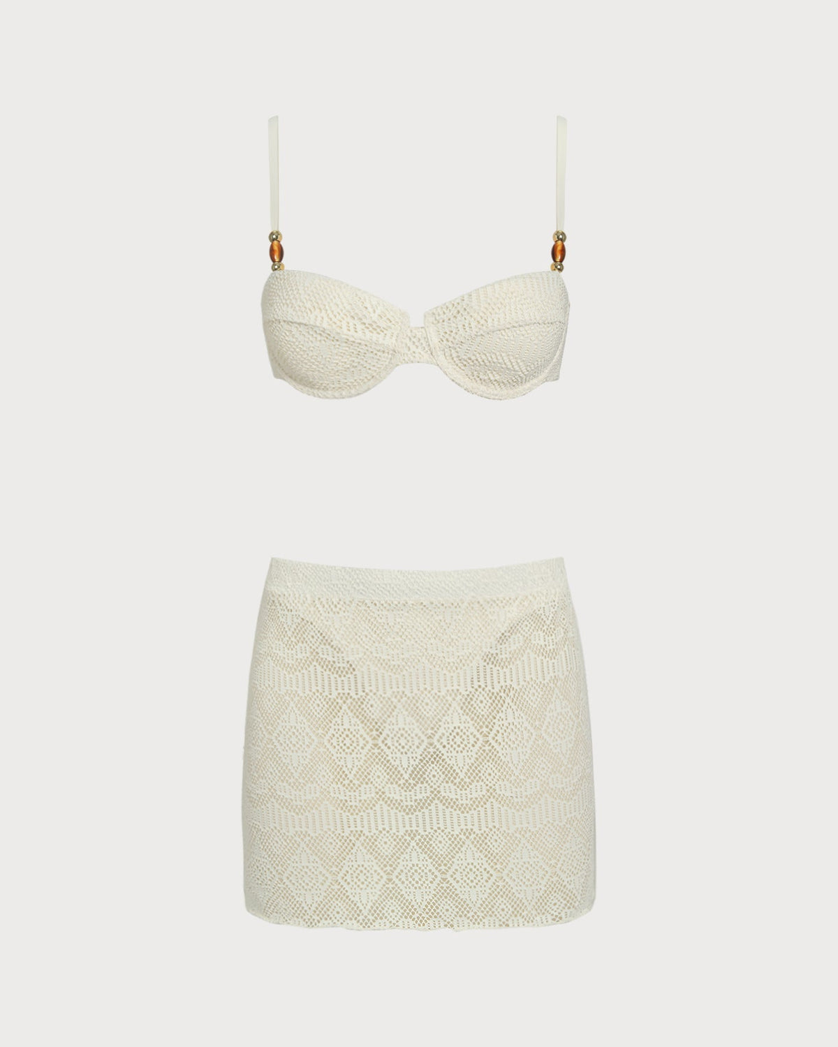 Fontaine™ | Blanche – Ensemble bikini trois pièces blanc texturé