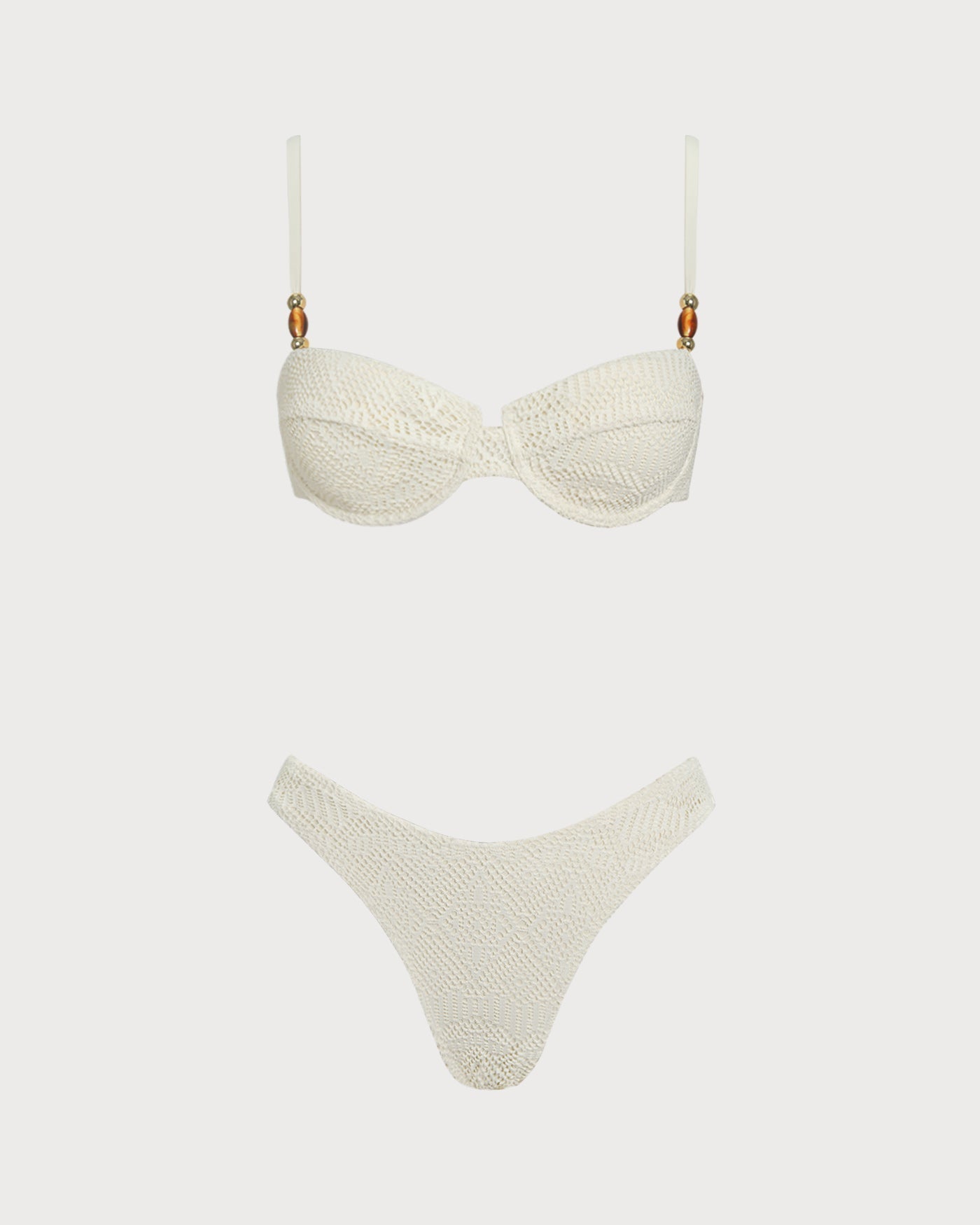 Fontaine™ | Blanche – Ensemble bikini trois pièces blanc texturé