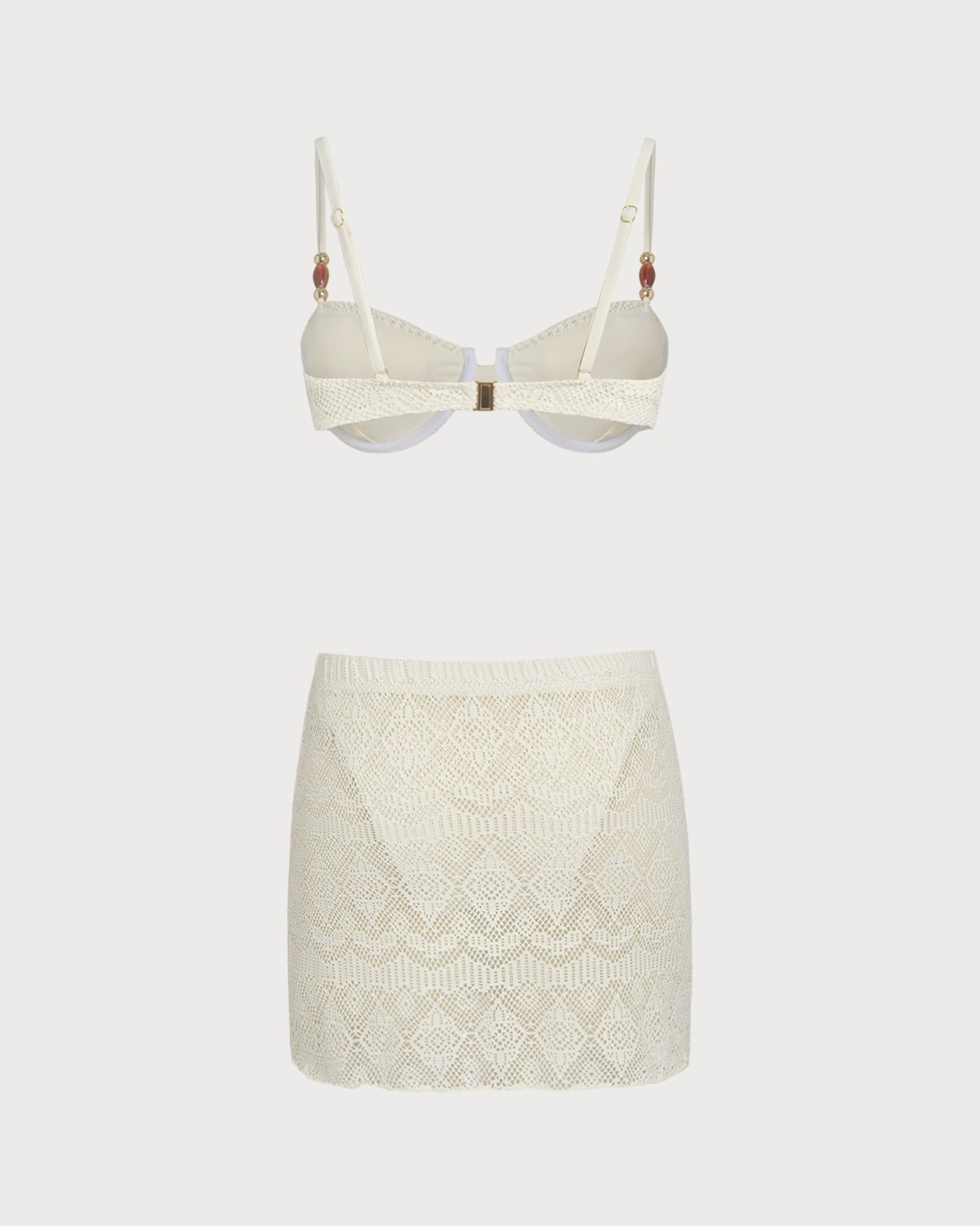 Fontaine™ | Blanche – Ensemble bikini trois pièces blanc texturé
